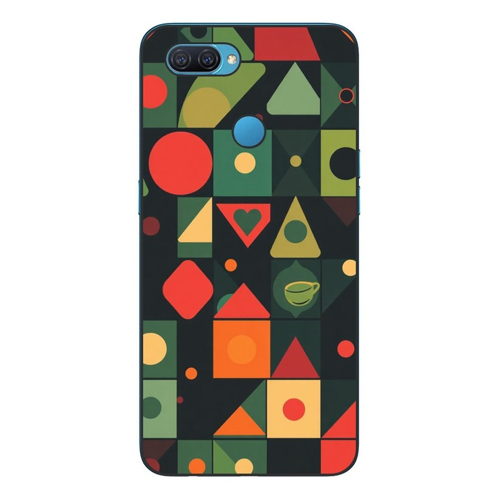 Husa compatibila cu Oppo A12 Silicon Gel Tpu Model Retro Shapes