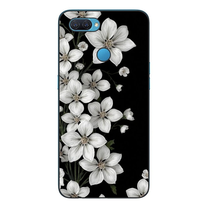 Husa compatibila cu Oppo A12 Silicon Gel Tpu Model Pure White Flowers