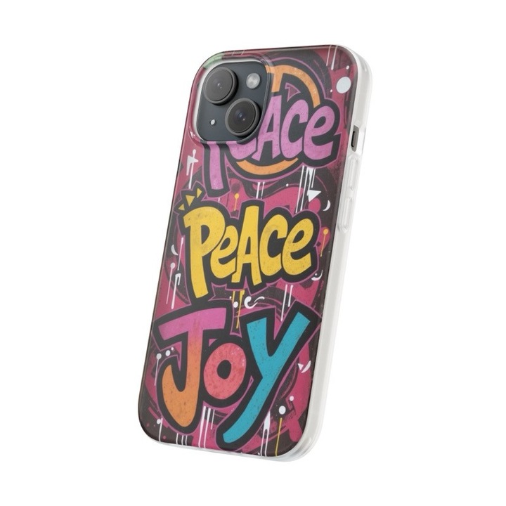 Husa compatibila cu Oppo A54 5G, A74 5G Silicon Gel Tpu Model Peace and Joy Graffiti