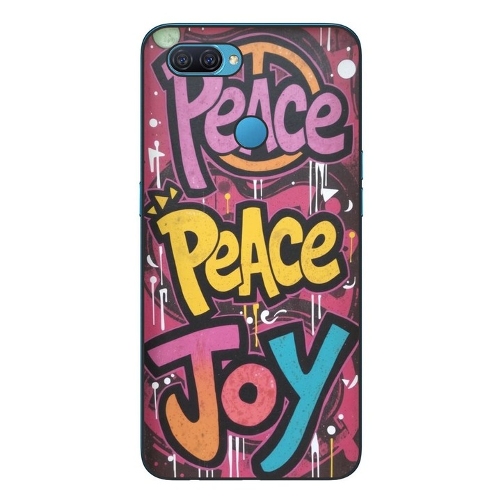 Husa compatibila cu Oppo A12 Silicon Gel Tpu Model Peace and Joy Graffiti