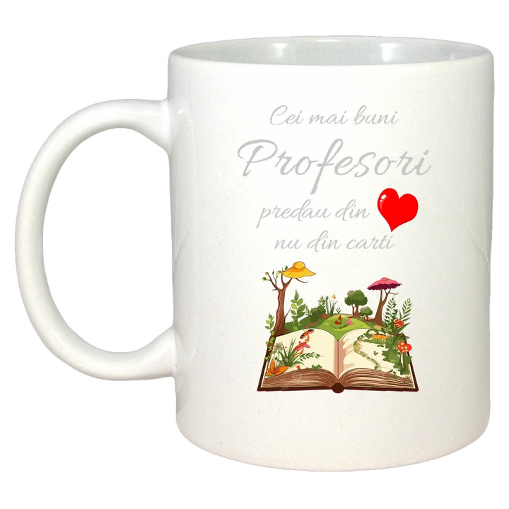 Cana Profesori Din Inima Carte, Cadou, Sarbatori, Cri-Flo, Culoare Alb, 330 ml