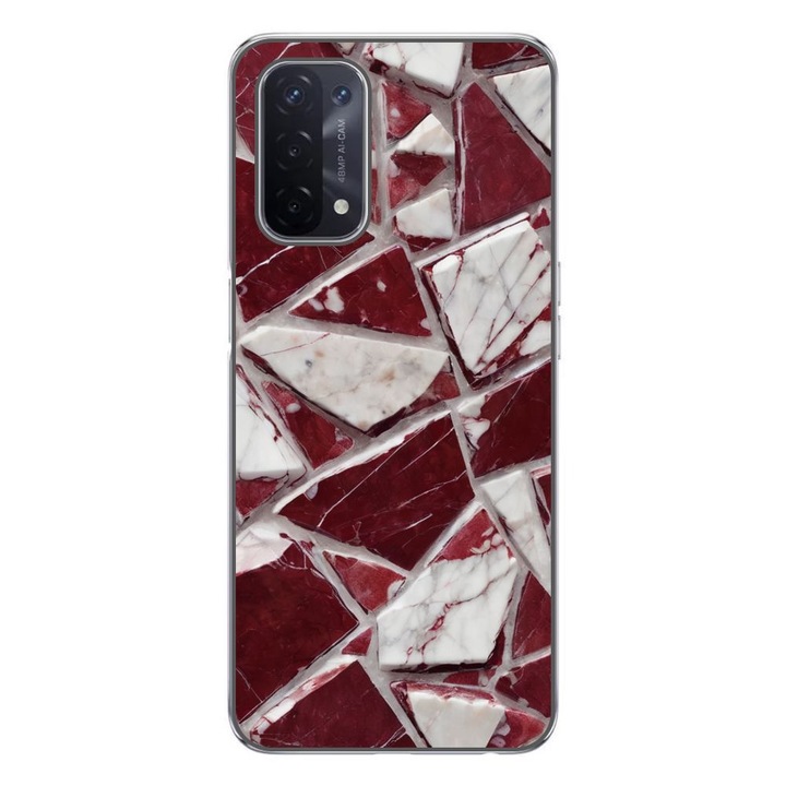 Husa compatibila cu Oppo A54 5G, A74 5G Silicon Gel Tpu Model Broken Glass Red Blood