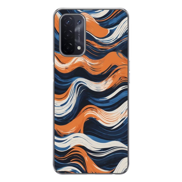 Husa compatibila cu Oppo A54 5G, A74 5G Silicon Gel Tpu Model Abstract Crazy Orange Waves