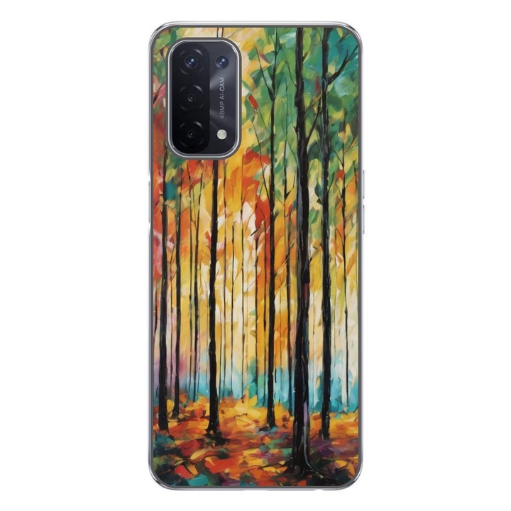 Husa compatibila cu Oppo A54 5G, A74 5G Silicon Gel Tpu Model Colored Forest Art