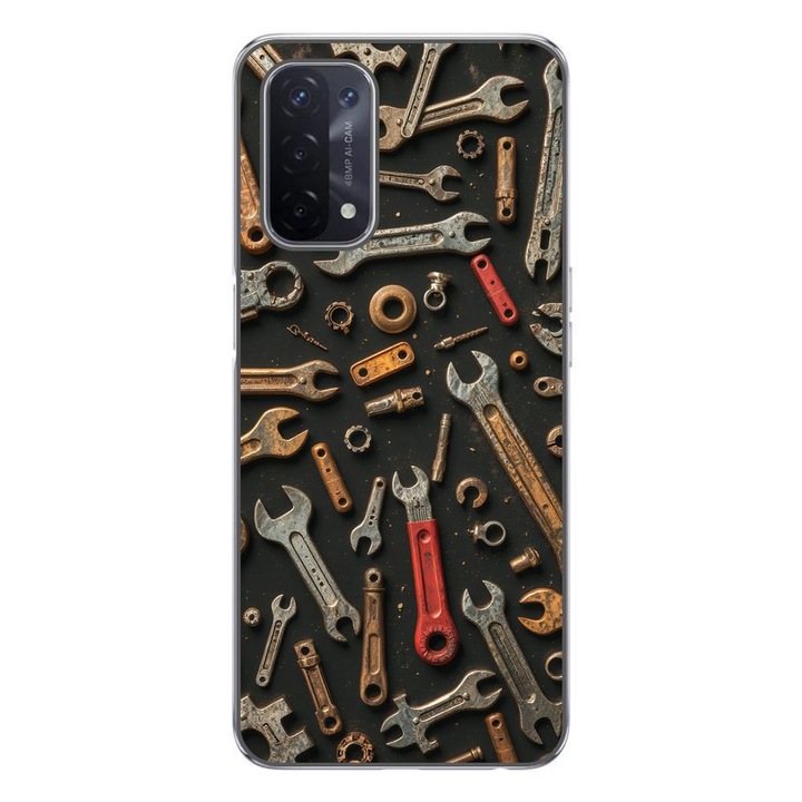 Husa compatibila cu Oppo A54 5G, A74 5G Silicon Gel Tpu Model Mechanic Tools Pattern