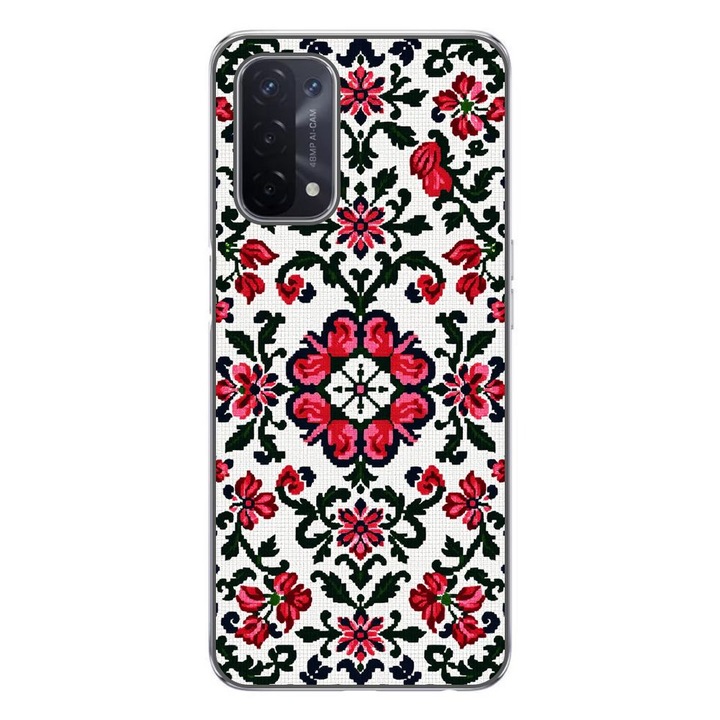 Husa compatibila cu Oppo A54 5G, A74 5G Silicon Gel Tpu Model Traditional Knit Design