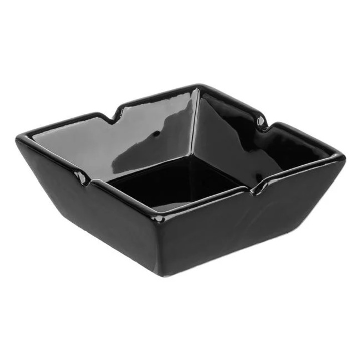 Scrumiera patrata din lut negru pentru un decor elegant