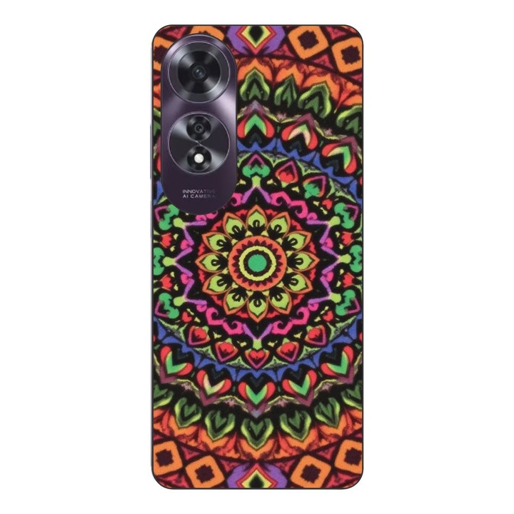 Husa compatibila cu Oppo A60 4G Silicon Gel Tpu Model Colorfull Mandala Orange Power