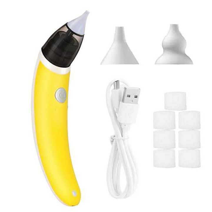 Aspirator nazal electric, 5 trepte de viteza, portabil, galben, pentru copii 0-10 ani
