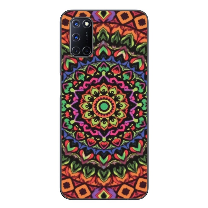 Husa compatibila cu Oppo A72 Silicon Gel Tpu Model Colorfull Mandala Orange Power