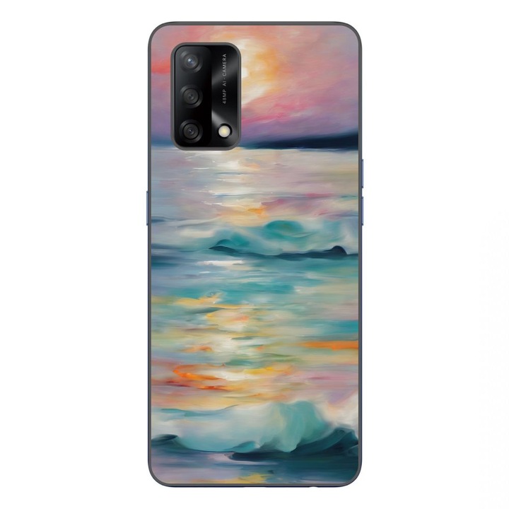Husa compatibila cu Oppo A74 4G Silicon Gel Tpu Model Watercolor Sea View