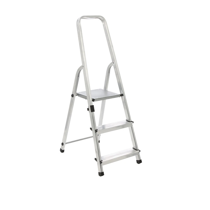 Scara aluminiu DRALD3, 1 x 3 trepte, inaltime 1.1 m, 125 kg