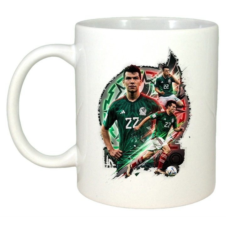 Cana Hirving Lozano Mexico World Cup Fifa 2026 V2, Cadou, Sarbatori, Cri-Flo, Culoare Alb, 330 ml