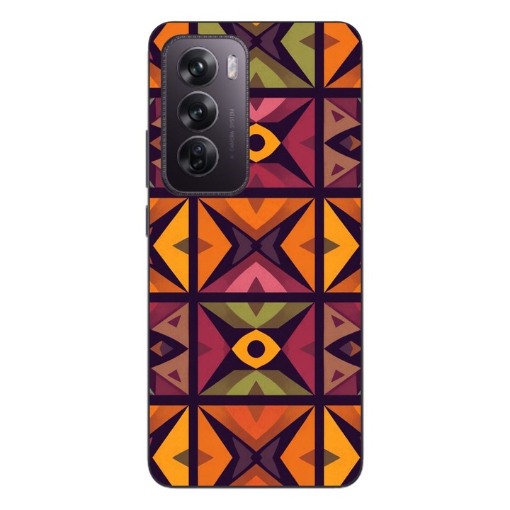 Husa compatibila cu Oppo Reno12 Pro Silicon Gel Tpu Model Tribal Retro Shapes