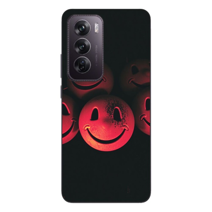 Husa compatibila cu Oppo Reno12 Pro Silicon Gel Tpu Model Grungy Smiley Faces