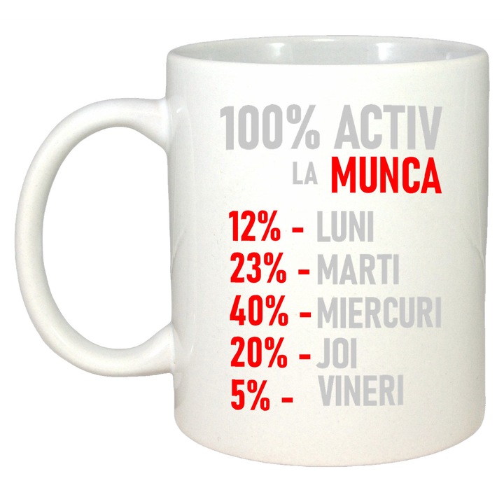 Cana Activ La Munca Program, Cadou, Sarbatori, Cri-Flo, Culoare Alb, 330 ml