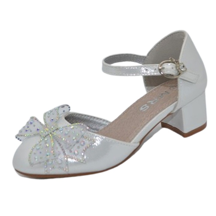 Pantofi eleganti, cu toc, pentru fete, MRS M2025A-6, Alb 127996