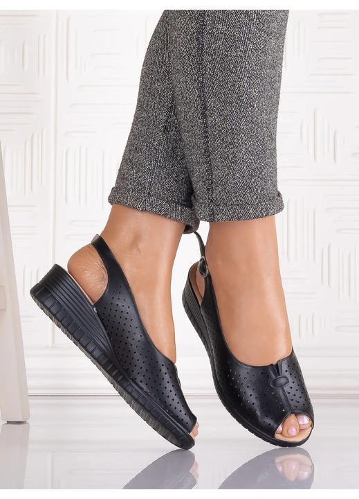 Sandale casual Negre dama din Piele Ecologica Seliorra, Negru