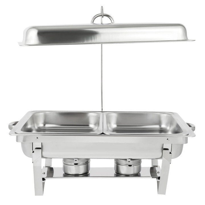 Vas chafing bufet, 2 compartimente, inox, argintiu, 2x4, 5 l