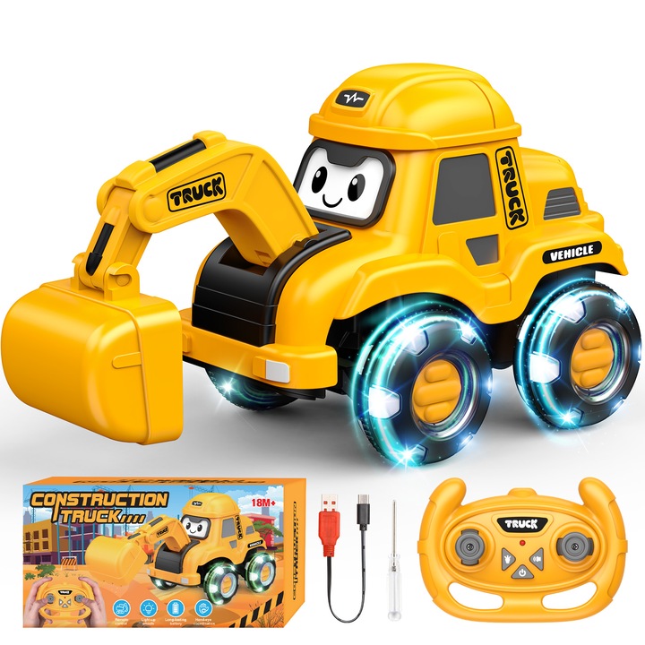 2,4 GHz безжичен багер с дистанционно управление - детска плажна играчка с анимационни герои с музика и светлини, подходяща за възраст над 3 години