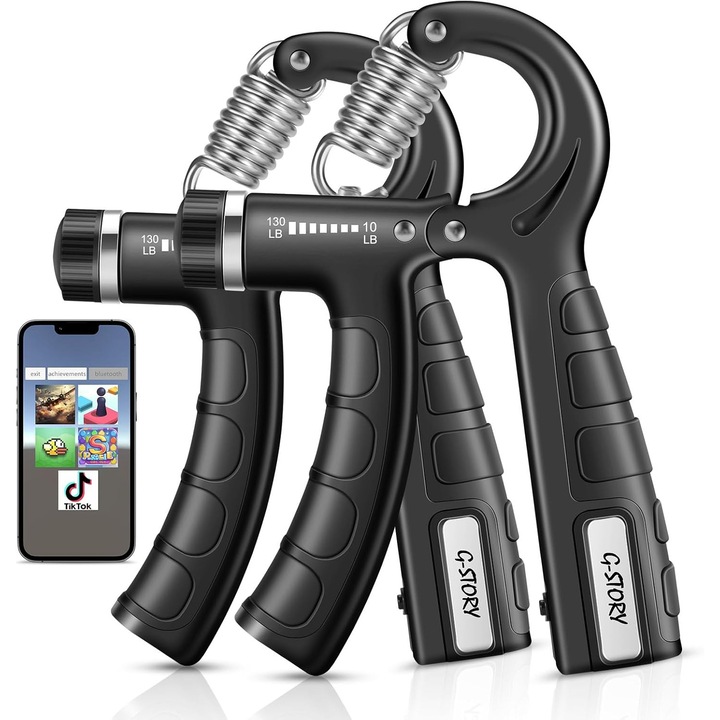 Extensoare pentru forta de strangere a mainii G-STORY, 10-130lbs, negru, set