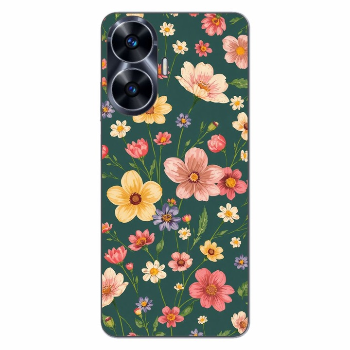 Husa compatibila cu Realme C55 Silicon Gel Tpu Model Vintage Spring Flowers