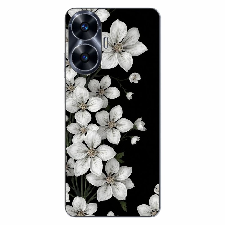 Husa compatibila cu Realme C55 Silicon Gel Tpu Model Pure White Flowers