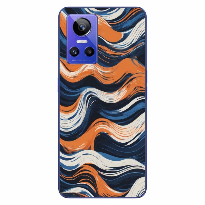 Husa compatibila cu Realme GT Neo 3 Silicon Gel Tpu Model Abstract Crazy Orange Waves