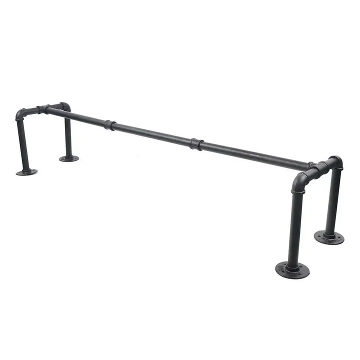 Suport haine montat pe perete, otel, negru, capacitate 30 kg, distanță 24 cm