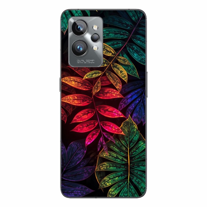 Husa compatibila cu Realme GT2 Pro Silicon Gel Tpu Model Minmal Neon Leaves Pattern