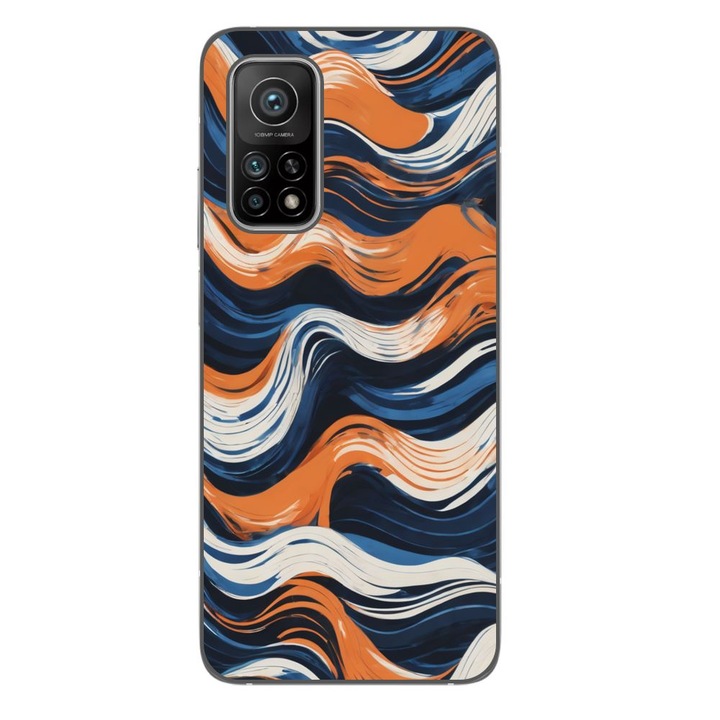 Husa compatibila cu Xiaomi 10T Pro 5G Silicon Gel Tpu Model Abstract Crazy Orange Waves