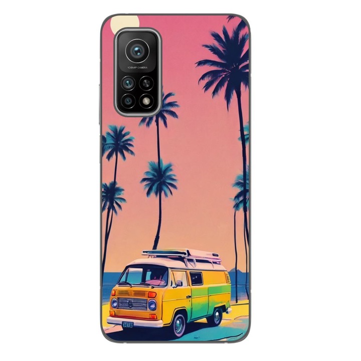 Husa compatibila cu Xiaomi 10T Pro 5G Silicon Gel Tpu Model Summer Vibes Camper and Palms Pop Art