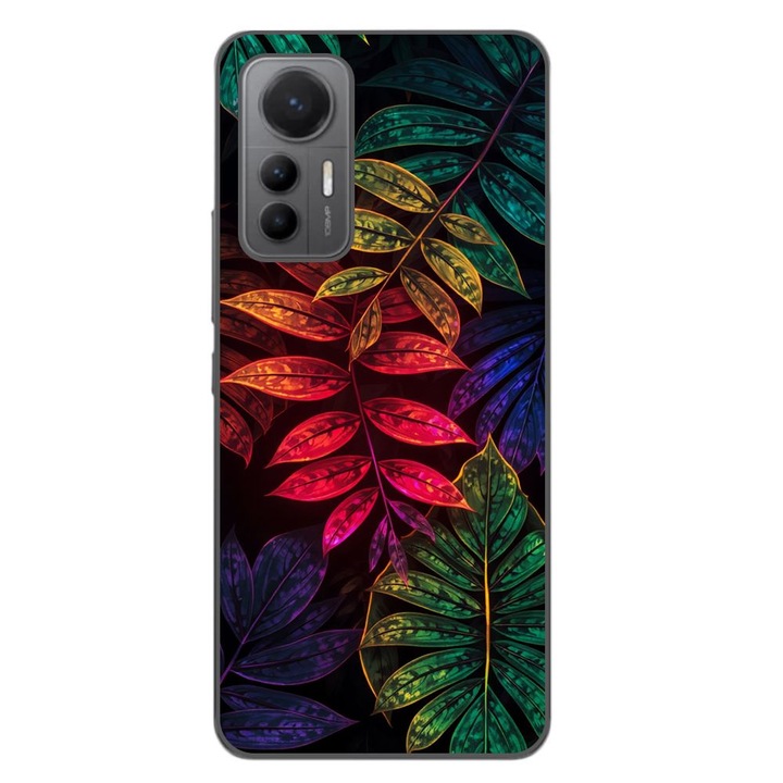 Husa compatibila cu Xiaomi 12 Lite Silicon Gel Tpu Model Minmal Neon Leaves Pattern