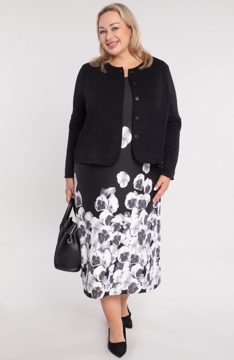 Rochie neagra calduroasa cu flori 60/62