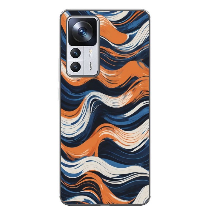 Husa compatibila cu Xiaomi 12T, 12T Pro Silicon Gel Tpu Model Abstract Crazy Orange Waves