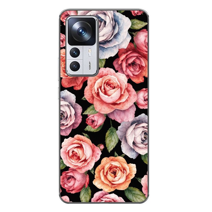 Husa compatibila cu Xiaomi 12T, 12T Pro Silicon Gel Tpu Model Colorfull Roses Pattern