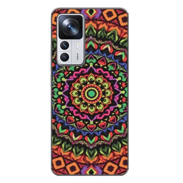 Husa compatibila cu Xiaomi 12T, 12T Pro Silicon Gel Tpu Model Colorfull Mandala Orange Power