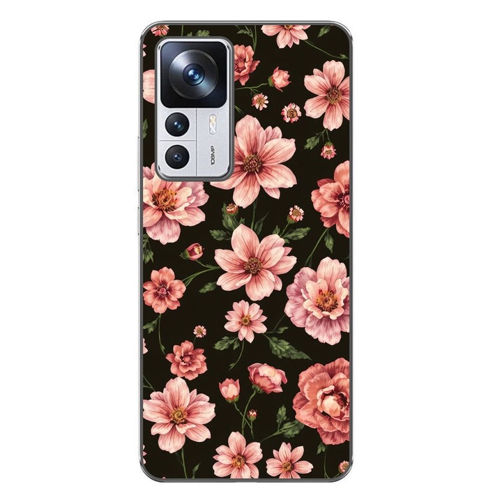 Husa compatibila cu Xiaomi 12T, 12T Pro Silicon Gel Tpu Model Pink Spring Flowers