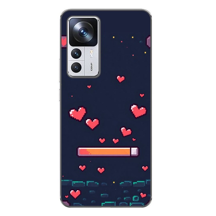 Husa compatibila cu Xiaomi 12T, 12T Pro Silicon Gel Tpu Model Pixelated Healthbar