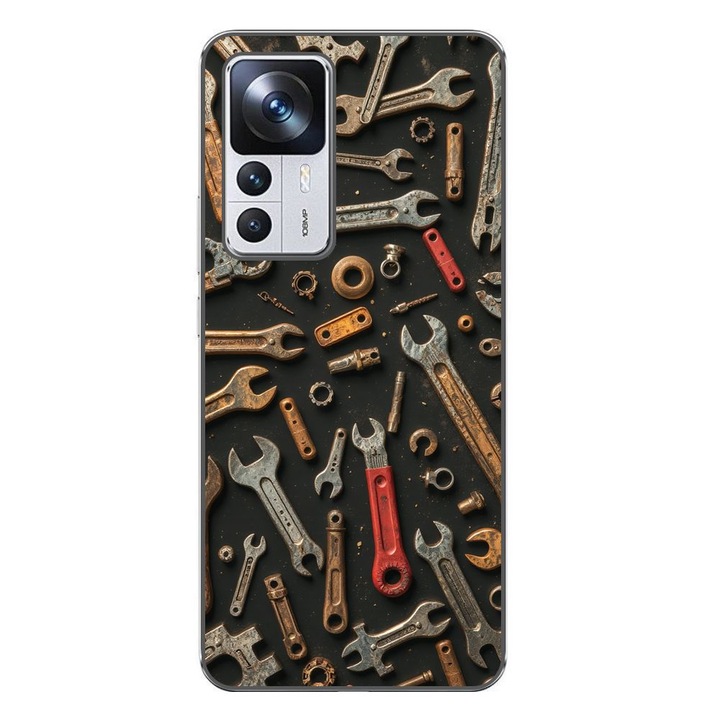 Husa compatibila cu Xiaomi 12T, 12T Pro Silicon Gel Tpu Model Mechanic Tools Pattern