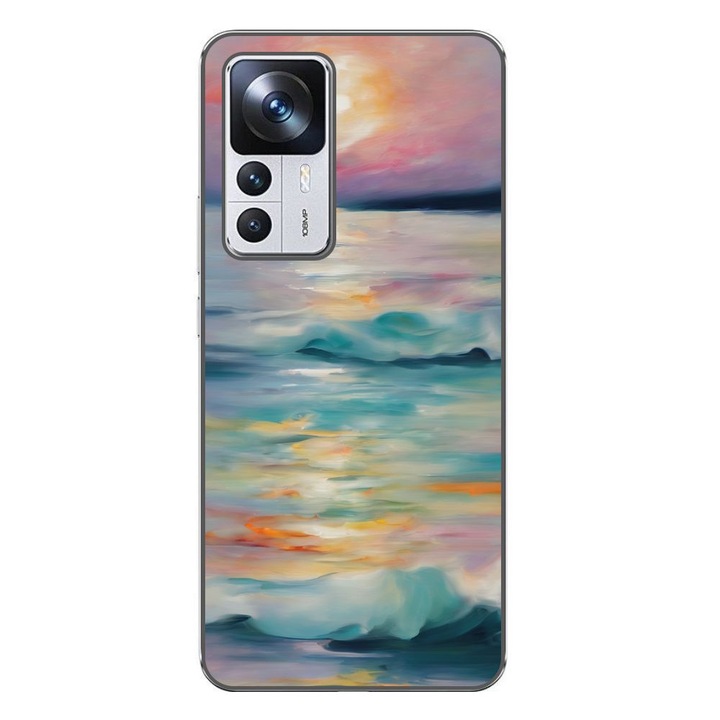 Husa compatibila cu Xiaomi 12T, 12T Pro Silicon Gel Tpu Model Watercolor Sea View