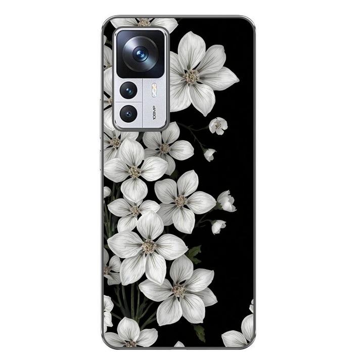 Husa compatibila cu Xiaomi 12T, 12T Pro Silicon Gel Tpu Model Pure White Flowers