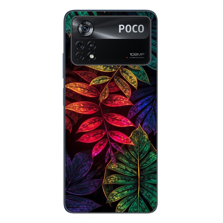 Husa compatibila cu Xiaomi Poco X4 Pro Silicon Gel Tpu Model Minmal Neon Leaves Pattern