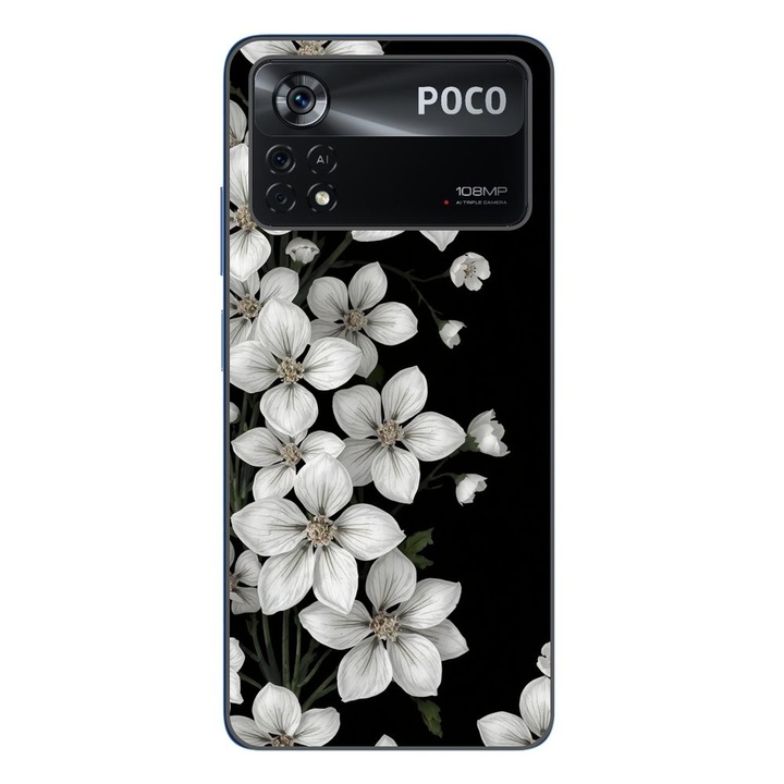Husa compatibila cu Xiaomi Poco X4 Pro Silicon Gel Tpu Model Pure White Flowers