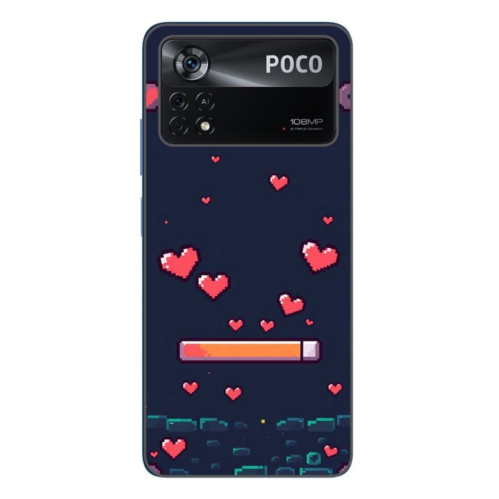 Husa compatibila cu Xiaomi Poco X4 Pro Silicon Gel Tpu Model Pixelated Healthbar