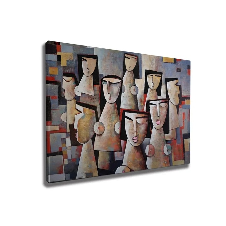 Tablou decorativ Re-Bloom, panza/lemn, multicolor, 50 x 70 cm