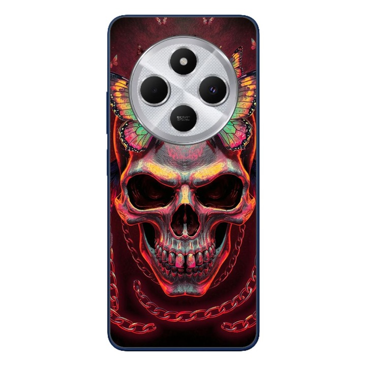 Husa compatibila cu Xiaomi Redmi 14C Silicon Gel Tpu Model Holographic Skull with butterflies