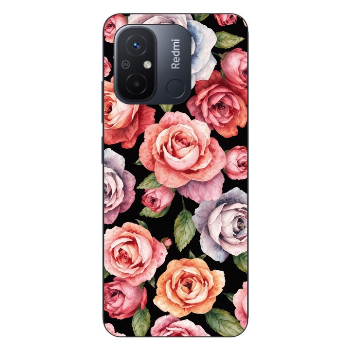 Husa compatibila cu Xiaomi Redmi 12C Silicon Gel Tpu Model Colorfull Roses Pattern