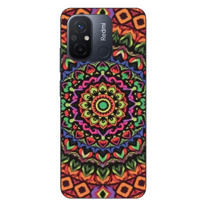 Husa compatibila cu Xiaomi Redmi 12C Silicon Gel Tpu Model Colorfull Mandala Orange Power