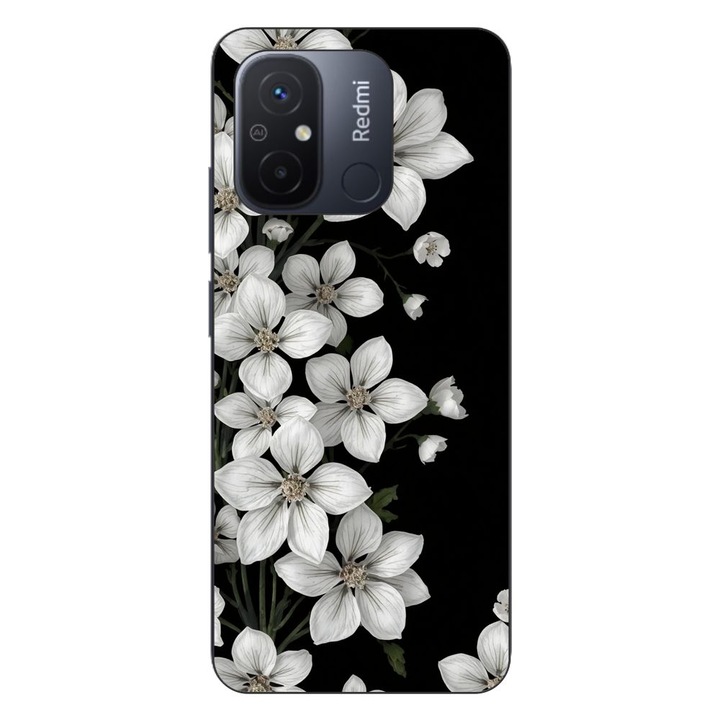 Husa compatibila cu Xiaomi Redmi 12C Silicon Gel Tpu Model Pure White Flowers